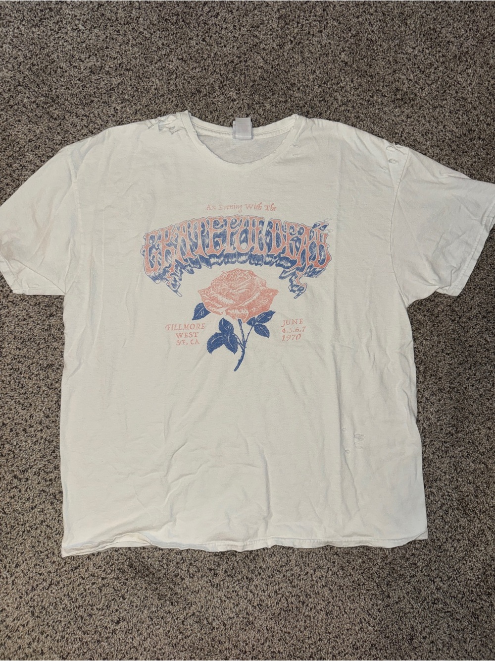 Grateful Dead White Graphic Rose Band Tee